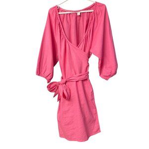 Pink Joe Fresh Linen Cotton Blend, Large Wrap Dress, Summer, Beach, Vacation